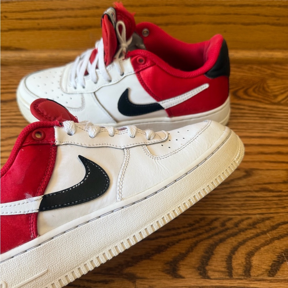 Nike Air Force 1 LV8 1 Low Red Satin  CK0502-600 size 6Y
Used 
No box